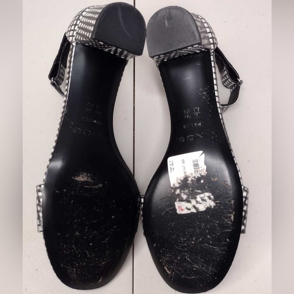 Vince Rita Checkered Sz 7.5 Leather Minimalist Contemporary Ankle Strap Sandals - Picture 11 of 16